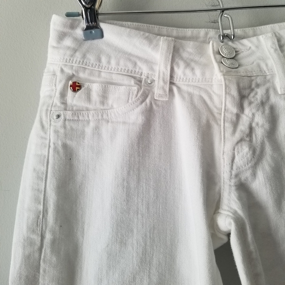 Hudson Ginny Crop Straight Cuffed White Jeans 24 - Picture 5 of 12